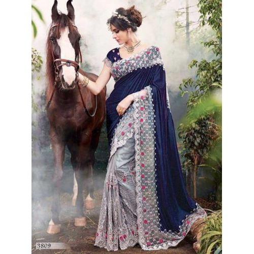 প্রিমিয়াম সফট ইন্ডিয়ান ওয়েটলেস জর্জেট শাড়ী ব্লাউস পিস্ সহ