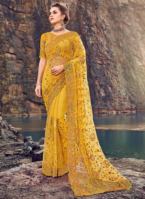 প্রিমিয়াম সফট ইন্ডিয়ান ওয়েটলেস জর্জেট শাড়ী ব্লাউস পিস্ সহ