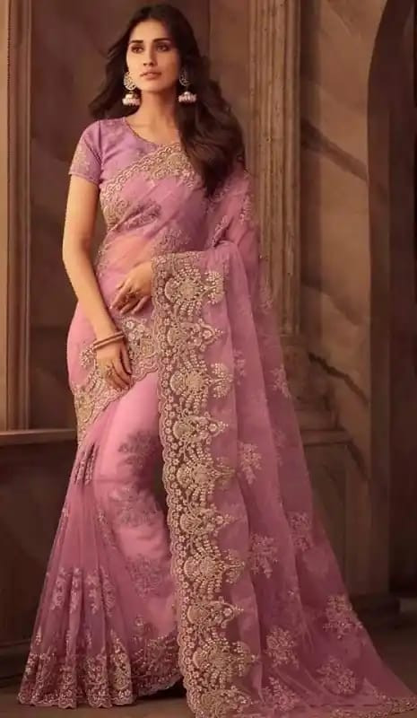 প্রিমিয়াম সফট অরগান্জা মসলিন শাড়ী ব্লাউস পিস্ সহ